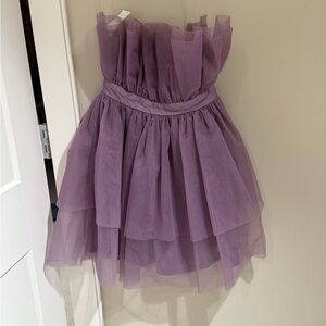 Strapless Lavender Tulle Mini Dress